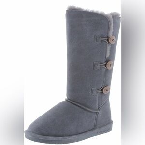 Bearpaw LORI Tall Boot Charcoal Black women’s size 8 wool suede toggle